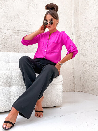 Camicia a maniche lunghe da donna fucsia Bolf 713