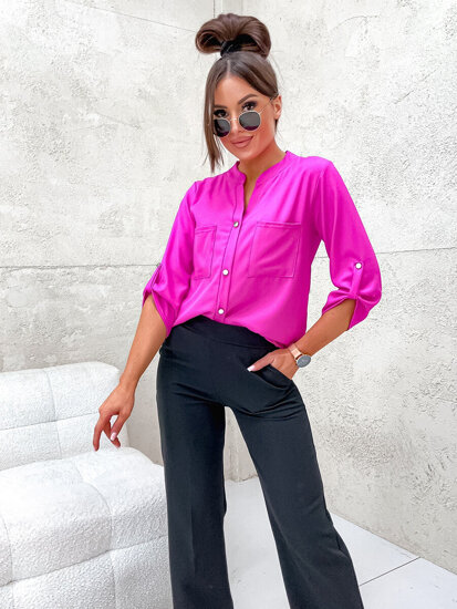 Camicia a maniche lunghe da donna fucsia Bolf 713