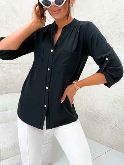 Camicia a maniche lunghe da donna nero Bolf 713