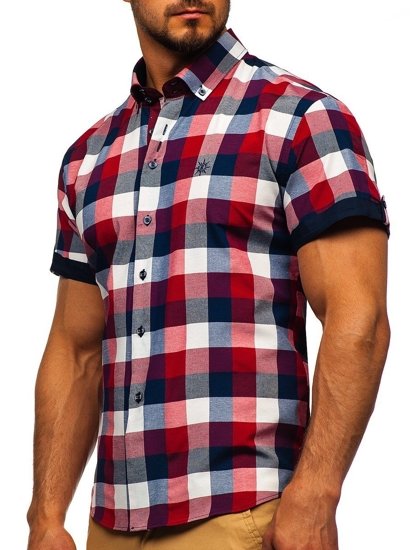 Camicia a quadri a manicha corta da uomo bordò Bolf 5532