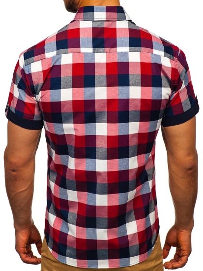 Camicia a quadri a manicha corta da uomo bordò Bolf 5532