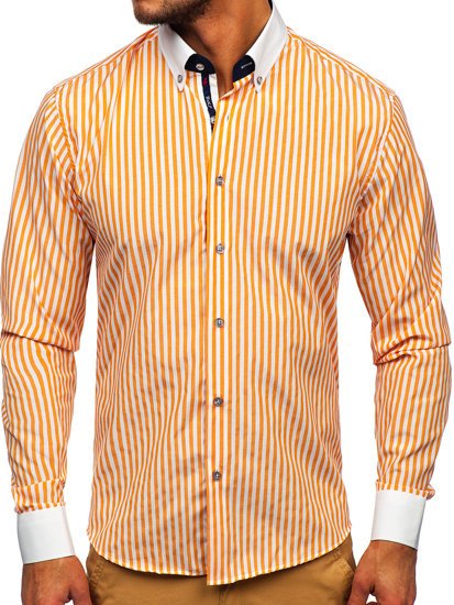 Camicia a righe a manica lunga da uomo arancione Bolf 20727