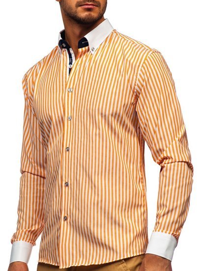 Camicia a righe a manica lunga da uomo arancione Bolf 20727