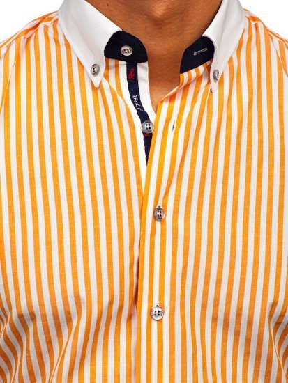 Camicia a righe a manica lunga da uomo arancione Bolf 20727