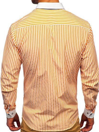 Camicia a righe a manica lunga da uomo arancione Bolf 20727