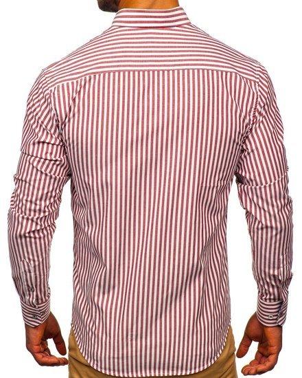 Camicia a righe a manica lunga da uomo bordò Bolf 20704