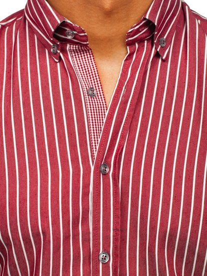 Camicia a righe a manica lunga da uomo bordò Bolf 20731