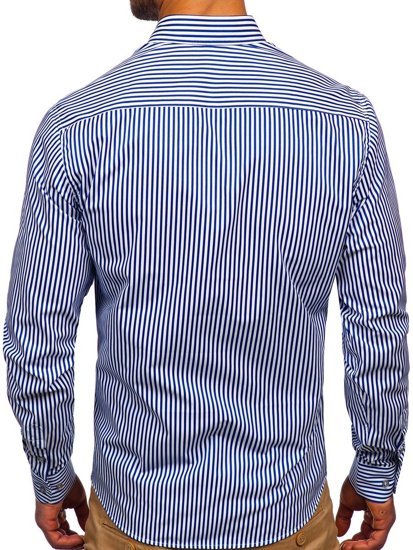 Camicia a righe a manica lunga da uomo cobalto Bolf 20726