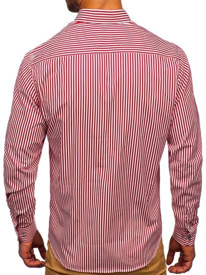 Camicia a righe a manica lunga da uomo rossa Bolf 20726