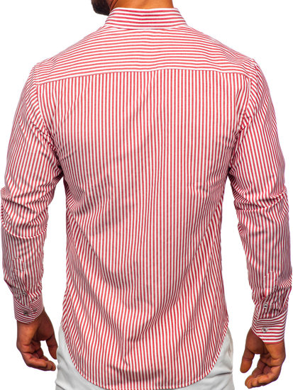 Camicia a righe a maniche lunghe da uomo corallo Bolf 22731