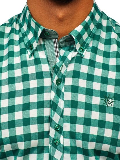 Camicia a scacchi a manica corta da uomo verde Bolf 6522