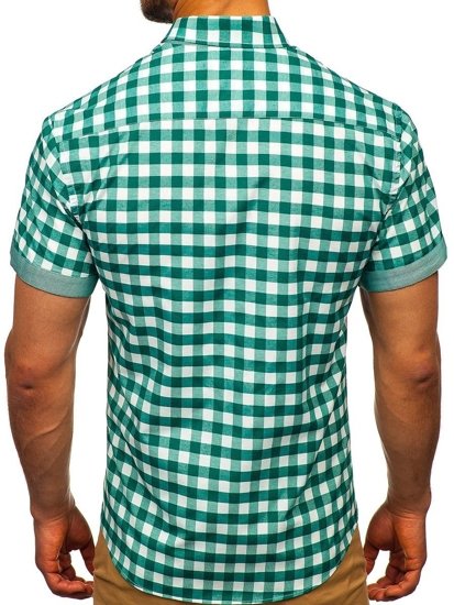 Camicia a scacchi a manica corta da uomo verde Bolf 6522