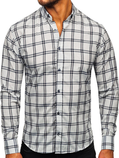 Camicia a scacchi a manica lunga da uomo grafite Bolf 22749