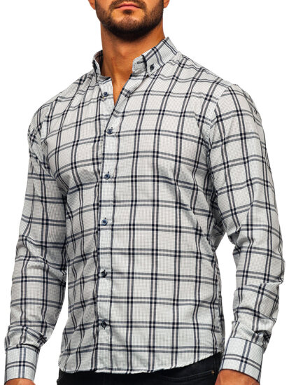 Camicia a scacchi a manica lunga da uomo grafite Bolf 22749