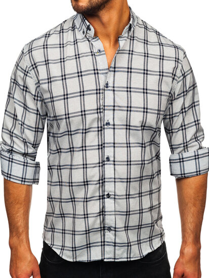 Camicia a scacchi a manica lunga da uomo grafite Bolf 22749