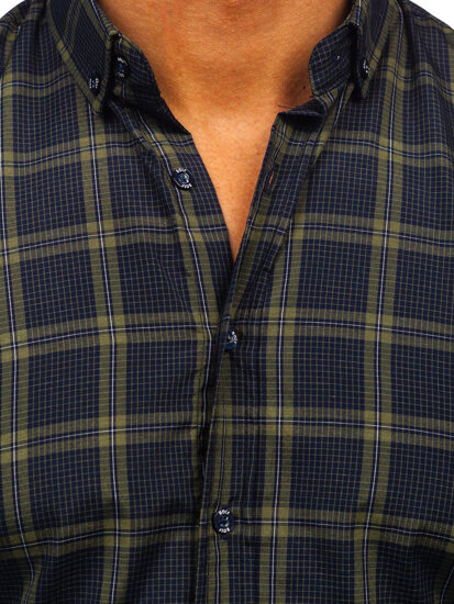 Camicia a scacchi a manica lunga da uomo verde Bolf 22749