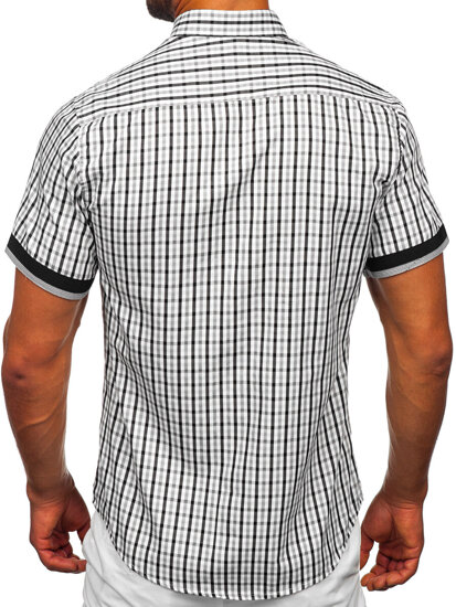 Camicia a scacchi a maniche corte da uomo nero Bolf 4510