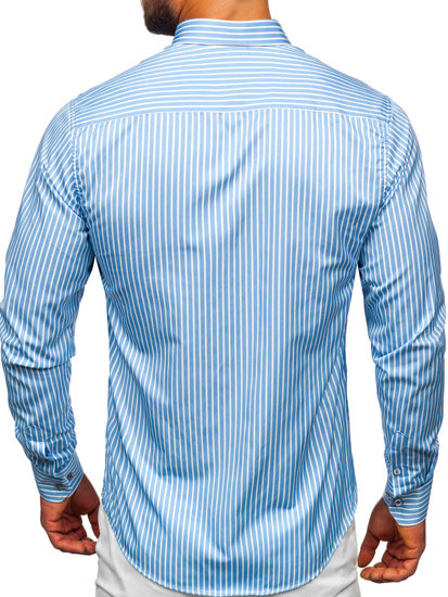 Camicia a strisce a manica lunga da uomo celeste Bolf 22730