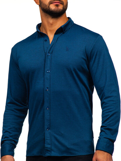 Camicia casual a manica lunga da uomo blu Bolf 500