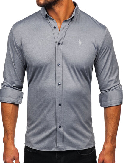 Camicia casual a manica lunga da uomo grigio Bolf 500