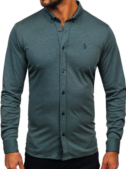 Camicia casual a manica lunga da uomo verde Bolf 500