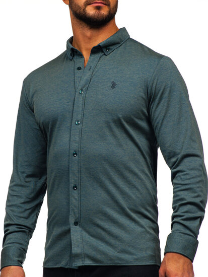 Camicia casual a manica lunga da uomo verde Bolf 500