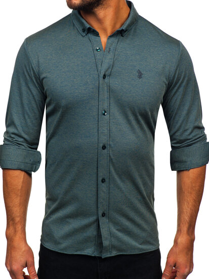 Camicia casual a manica lunga da uomo verde Bolf 500