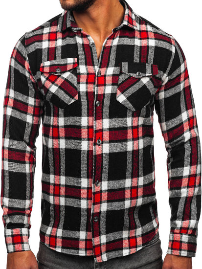 Camicia di flanella a maniche lunghe a scacchi da uomo rojo Bolf 22702