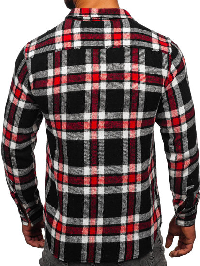 Camicia di flanella a maniche lunghe a scacchi da uomo rojo Bolf 22702