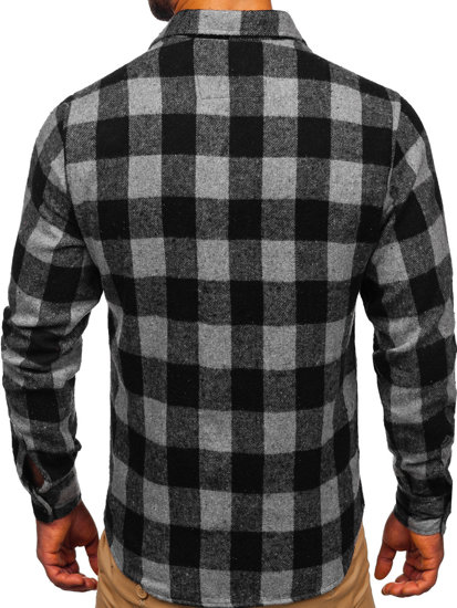 Camicia di flanella a maniche lunghe da uomo grafite Bolf 20723