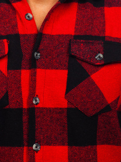 Camicia di flanella a maniche lunghe da uomo nero y rojo Bolf 20723