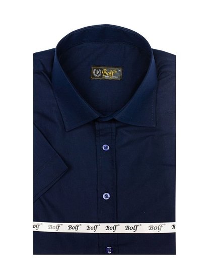 Camicia elegante a manica corta da uomo blu Bolf 7501