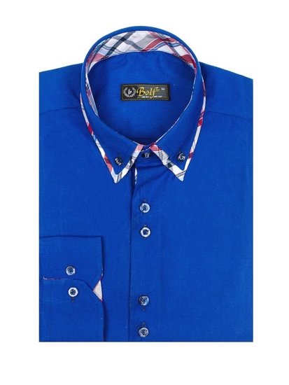 Camicia elegante a manica lunga da uomo azzurra Bolf 4704-1