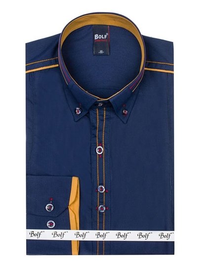 Camicia elegante a manica lunga da uomo azzurra Bolf 4707