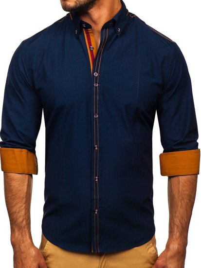 Camicia elegante a manica lunga da uomo azzurra Bolf 4707