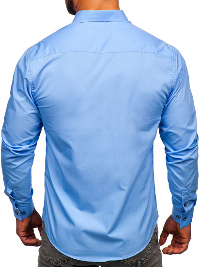 Camicia elegante a manica lunga da uomo azzurra Bolf 5796-1