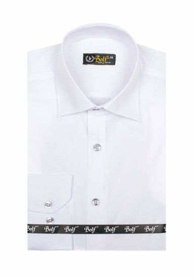 Camicia elegante a manica lunga da uomo bianca Bolf 1703