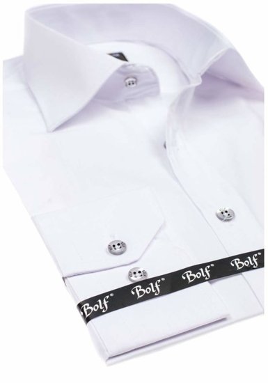 Camicia elegante a manica lunga da uomo bianca Bolf 1703