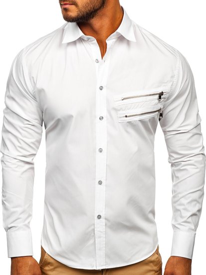 Camicia elegante a manica lunga da uomo bianca Bolf 20703