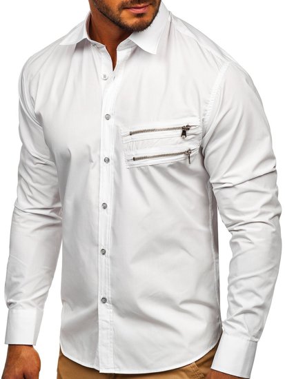 Camicia elegante a manica lunga da uomo bianca Bolf 20703