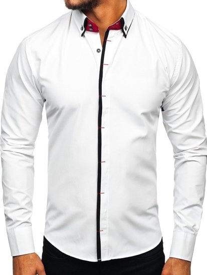 Camicia elegante a manica lunga da uomo bianca Bolf 2767-1