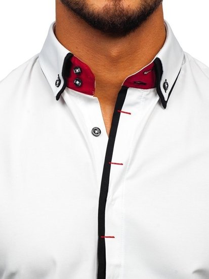 Camicia elegante a manica lunga da uomo bianca Bolf 2767-1