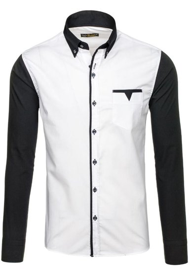 Camicia elegante a manica lunga da uomo bianca Bolf 5726