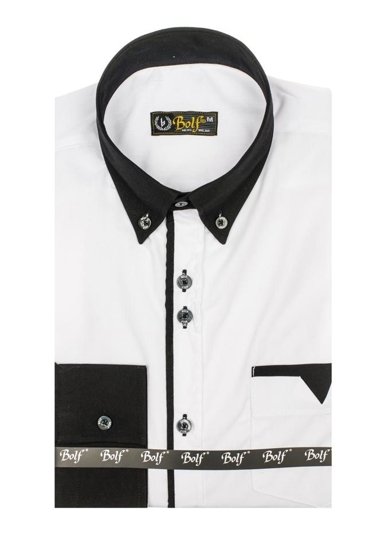 Camicia elegante a manica lunga da uomo bianca Bolf 5726