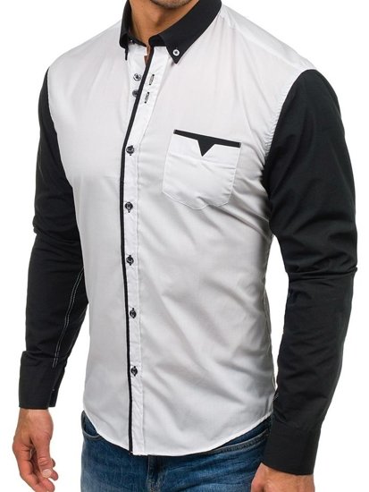 Camicia elegante a manica lunga da uomo bianca Bolf 5726