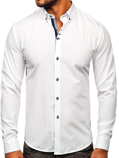 Camicia elegante a manica lunga da uomo bianca Bolf 5796-1