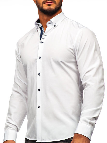 Camicia elegante a manica lunga da uomo bianca Bolf 5796-1