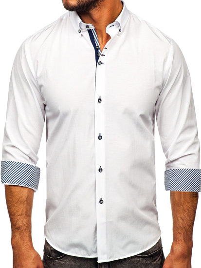 Camicia elegante a manica lunga da uomo bianca Bolf 5796-1