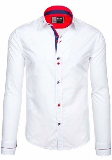 Camicia elegante a manica lunga da uomo bianca Bolf 5826