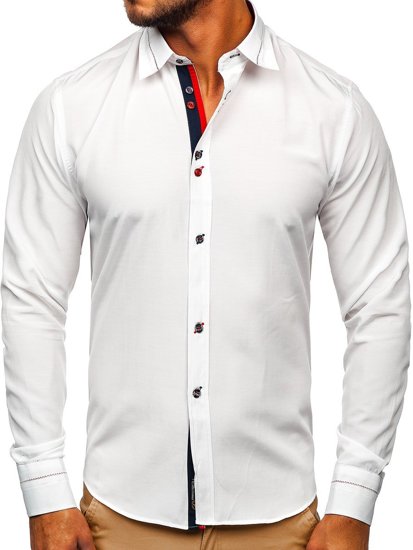 Camicia elegante a manica lunga da uomo bianca Bolf 5826